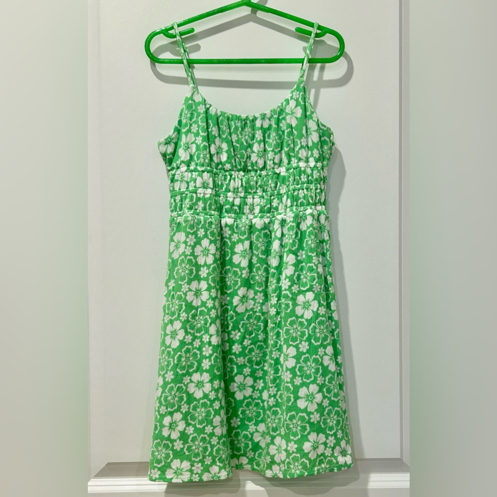 Girl’s Sundress Green And White Floral Size 8